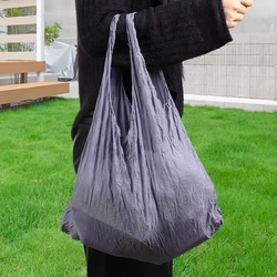 Magic Expansion Fold Pleated Flexible Stretch Bag Large Capacity Shopping Elastic Bubble Portable Reusable Mini Tote Handbag