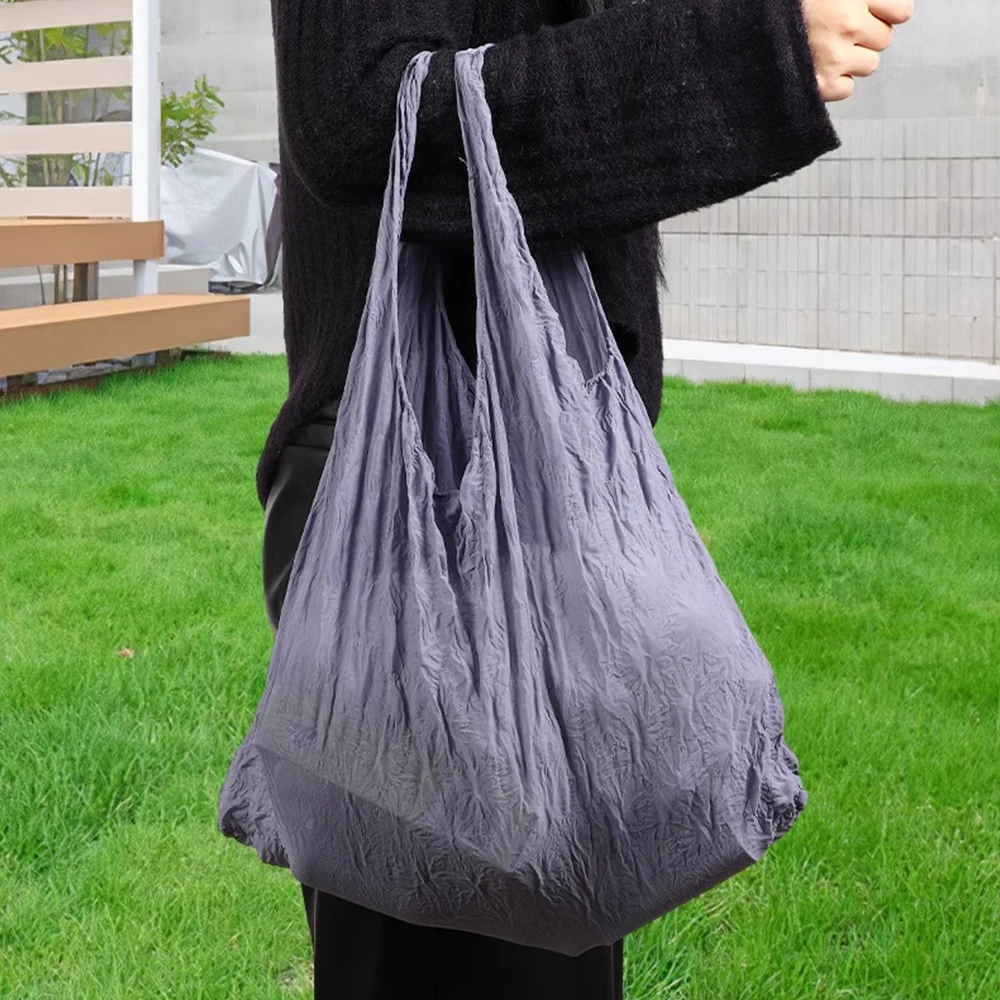 Expansion Fold Pleated Flexible Stretch Bag Large Capacity Shopping Elastic Bubble Portable Reusable Mini Tote Handbag