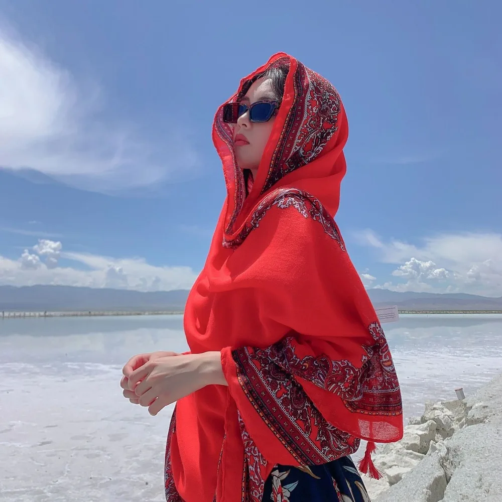 90*180cm Wrap Shawl Travel Beach Sunscreen Scarve Bikini Women Swimsuit Cover-ups Sun-Resistant  Travel Photo Big Gauze Scarf