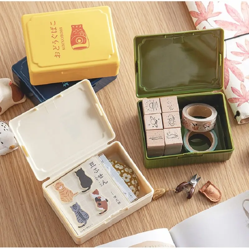 Desktop Vintage Mini Storage Box Stamp Stamp Pad Box Stationery Storage Box Organization Box Japanese Style