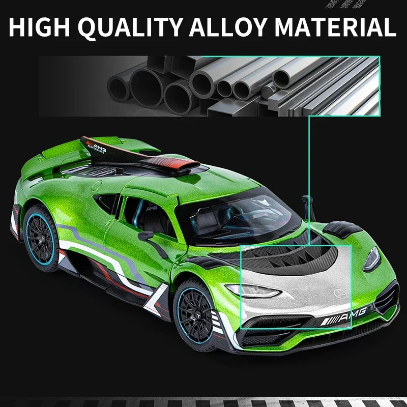 1:24 Mercedes-Benz ONE Sports car High Simulation Diecast Metal Alloy Model car Sound Light Pull Back Collection Kids Toy Gifts