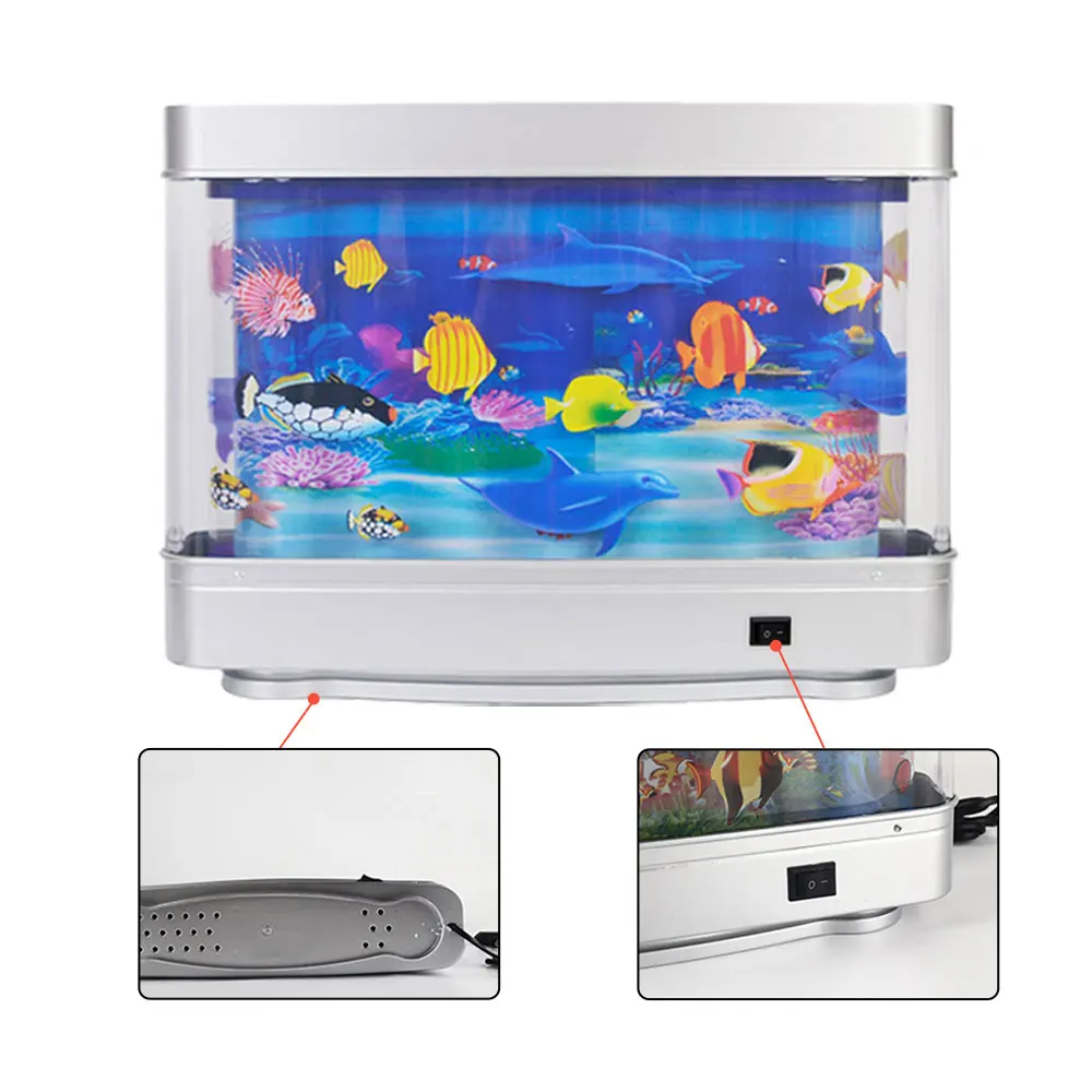 Led Fish Tank Lamp Sea View Fish Creative Simulation Aquarium Underwater World Landscape Lamp for Living Room Decoration