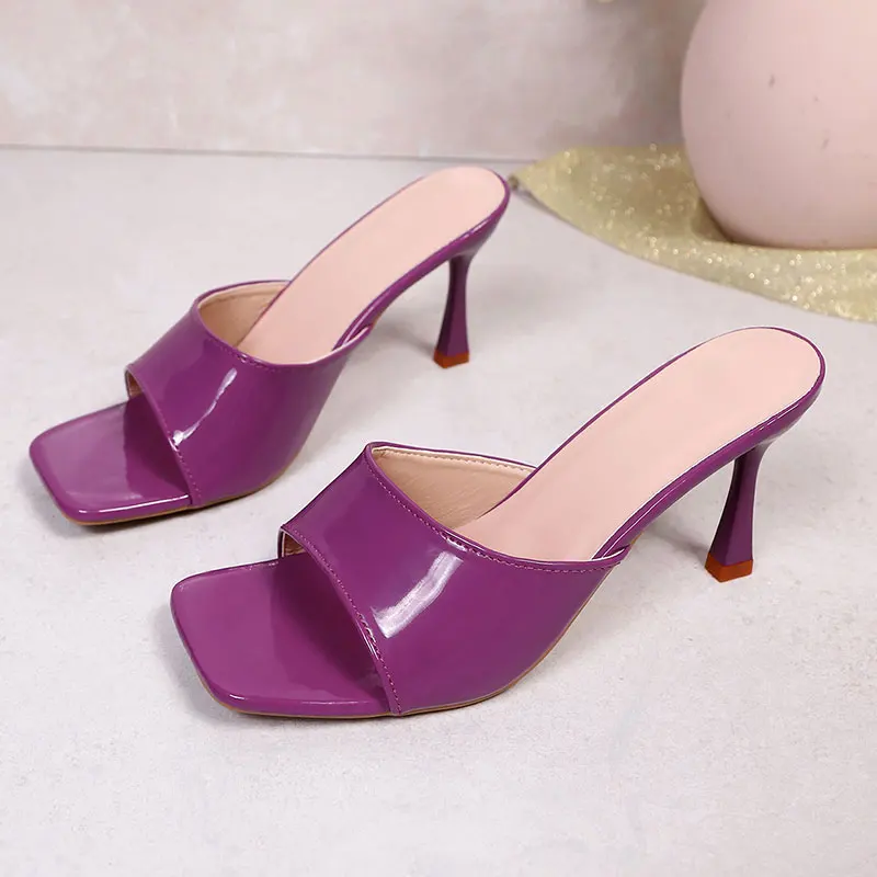 

Shoes Slip on Slippers Woman High Heels Shoes for Women Fashion Shoe Square Toes Stilettos Sandals