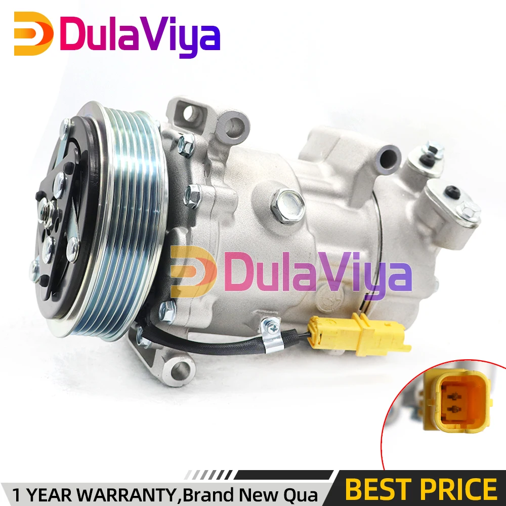 For AC Compressor SD6V12 Peugeot 206 307 CC 508 Citroen C2 C3 9655191580 9684480480 6453XJ 6453QG 6453QE 6453QH 1450 1908