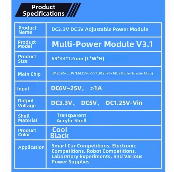 Adjustable Output Voltage Regulator Module DC Converter for 3.3V 5V Logic Level Applications and Low-Voltage Circuit Design