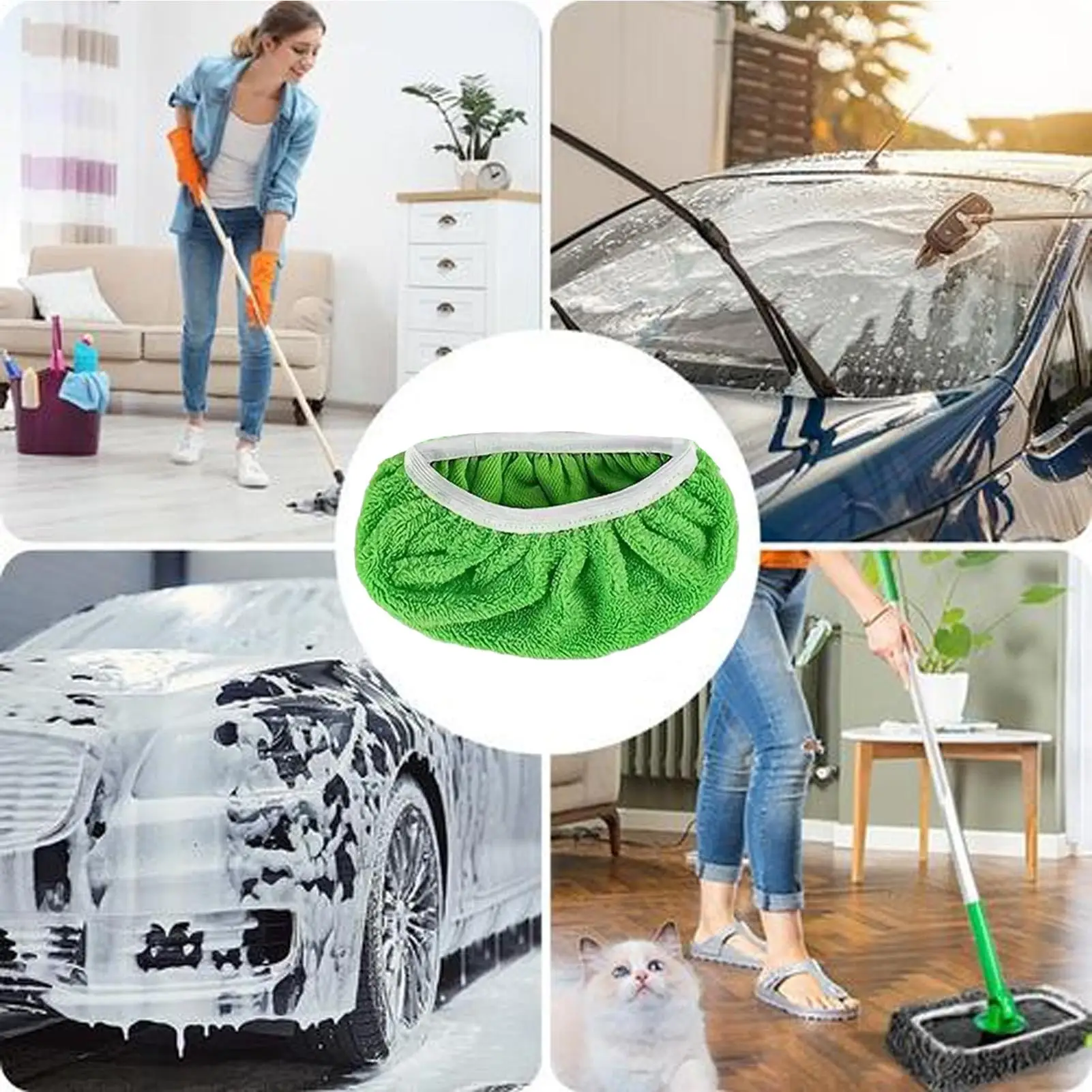 Refillable Flat Mop Pads Washable Microfiber Wet and Mop Pads Woman Lazy Mop Head Cloth for Hotel Restaurant Kitchen