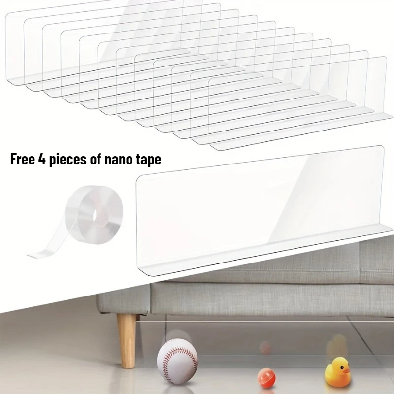 8pc Adjustable Gap Blockers & Nano Glue Anti Pet Under Bed Sofa Shelf Separators Safety Baffles Furniture Prevent Items Slipping