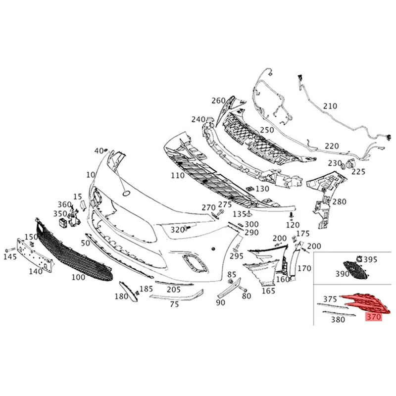 Front Bumper Left Right Outer Grille Cover 1778858300 1778858400 for 2019-2020 Mercedes-Benz W177 A180 A220 A200