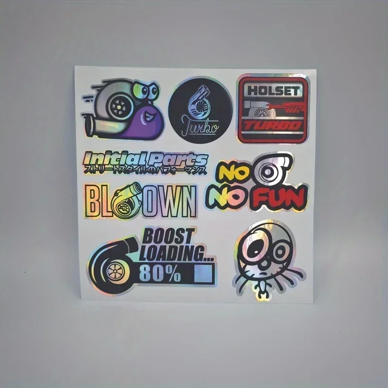 

1 комплект, наклейка «Turbo No Fun No» для автомобиля и мотоцикла, наклейка с несколькими турбодизайнами для стайлинга и настройки автомобиля