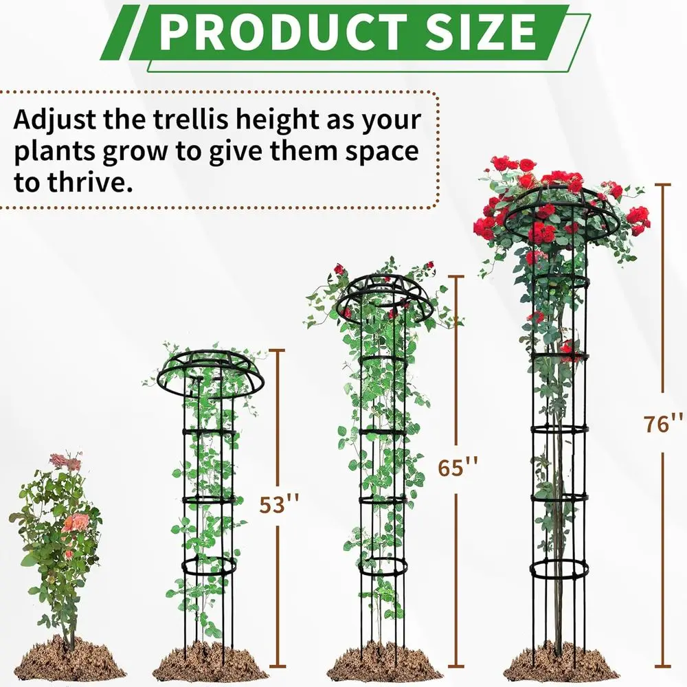 76 Adjustable Plant Support Trellis, Durable Metal with Plastic Coating, Black for Indoor and Outdoor Gardening