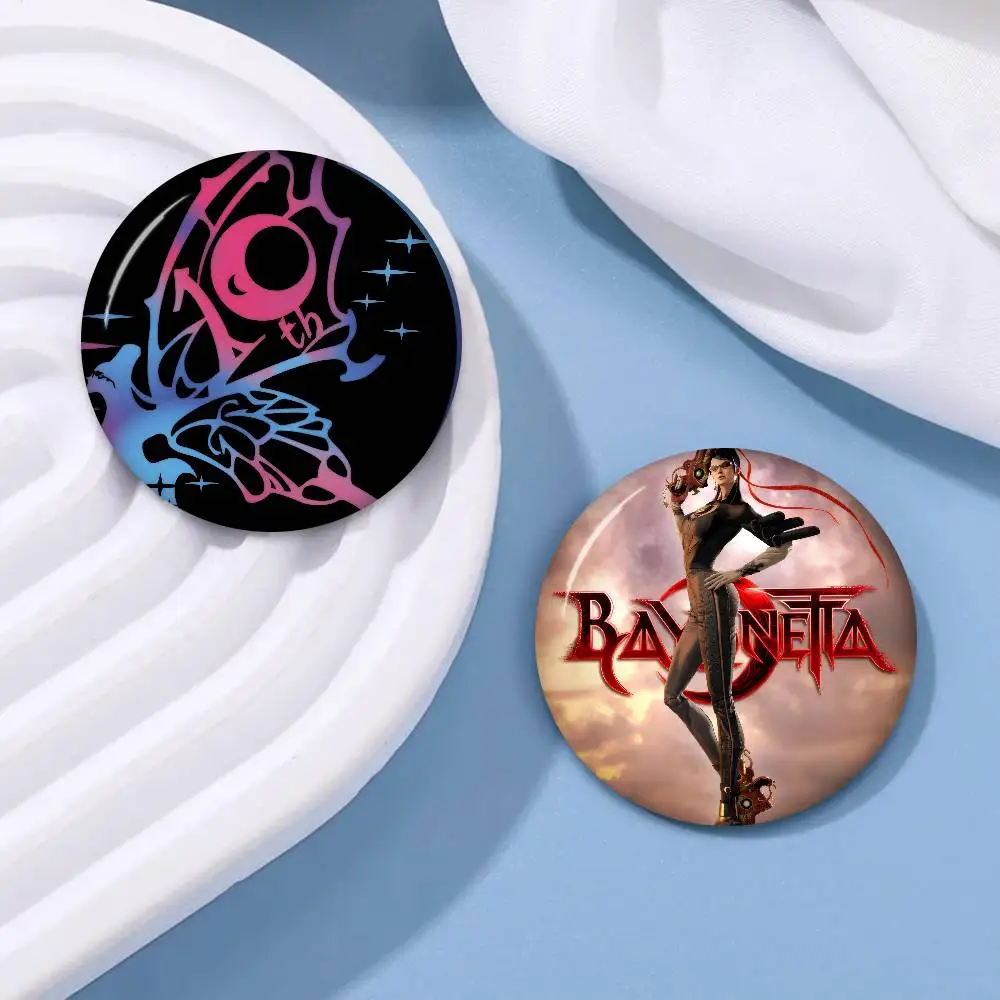 Anime b-b-Bayonettaes logo   Anime Creative Tinplate Soft Button Pins Animal Icon Brooch Lapel Backpack Badge Accessories Pin
