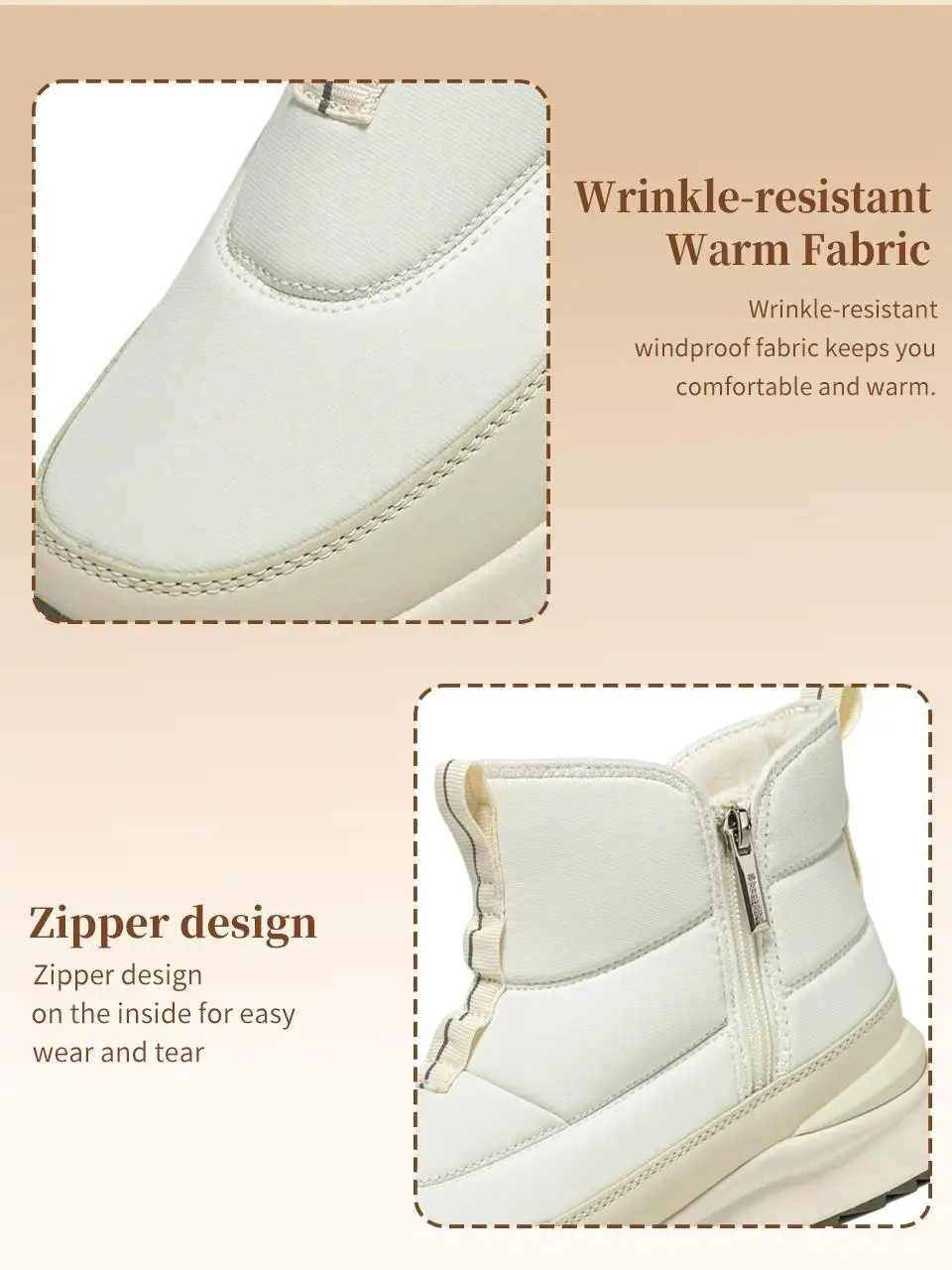 Baasploa Damen-Winter-Schneestiefel, warme Plüsch-Stiefeletten für Damen, bequeme, rutschfeste Baumwollschuhe mit Reißverschluss, wasserabweisende Freizeitschuhe – Detail 7