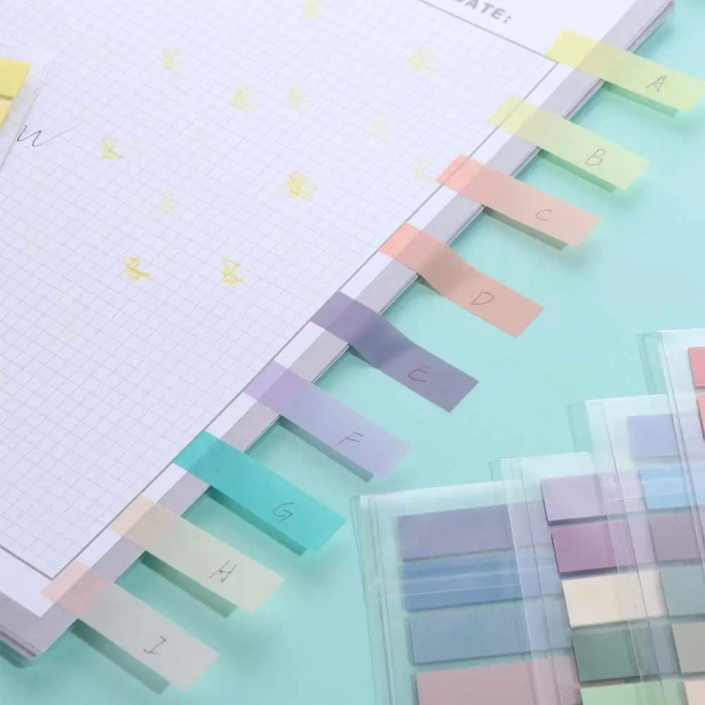 

Self Adhesive Index Tabs Set Waterproof Multi Color Morandi Sticky Notes Label Transparent Page Marker Tabs