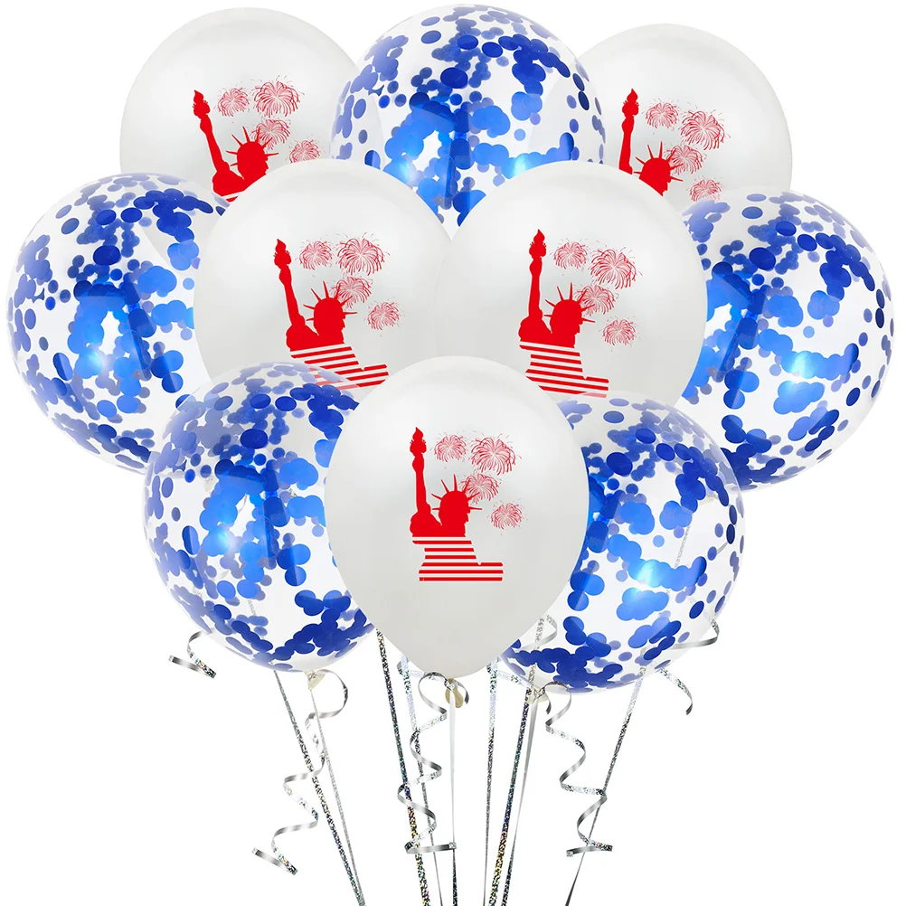 20 PCS Safe Balloons Patriotic Sequins Independence Day Themed Printing 4th of July Party Statue Liberty Shield