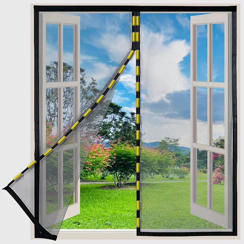 DTGJ Magnetic Screen Windows Mosquito Net Black Air Tulle Anti-insect Curtains Invisible Mesh Customized special size Fiberglass
