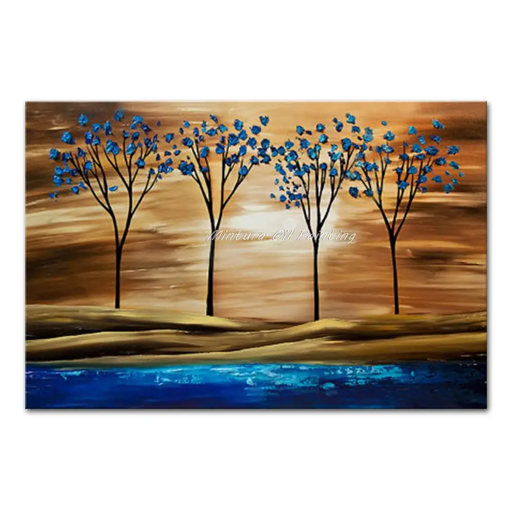 

Mintura Hand-Painted Tree Oil Painting On Canvas,Handmade Landscape Pop Art Modern Abstract Wall Art,Picture For Room,Home Decor