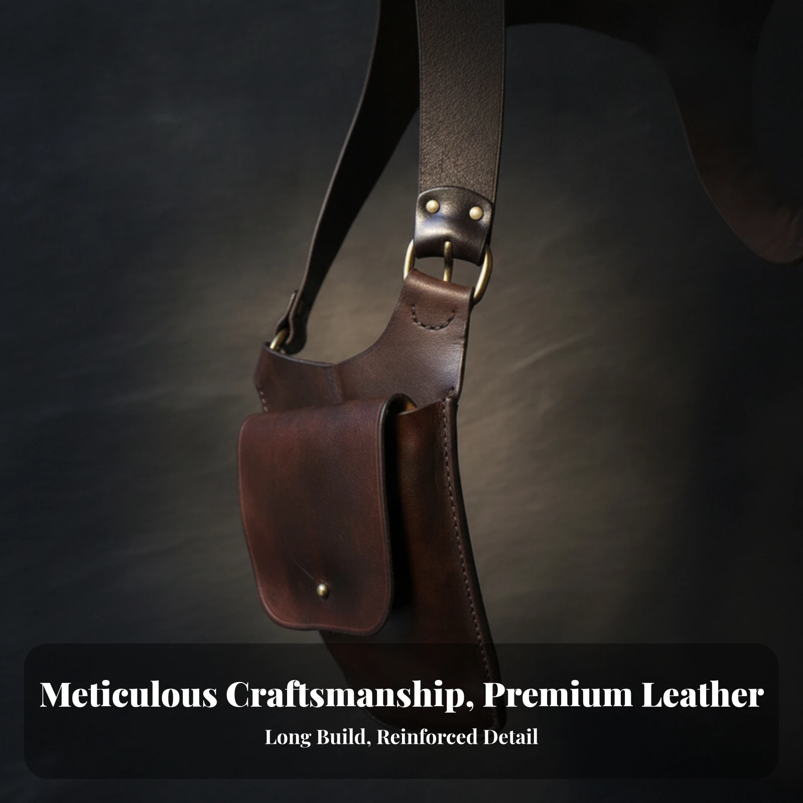 Crossbody Bag with Pouch Leather-Look Small Crossbody Bag Compact Versatile for Cosplayers, Cosplay, Streetwear