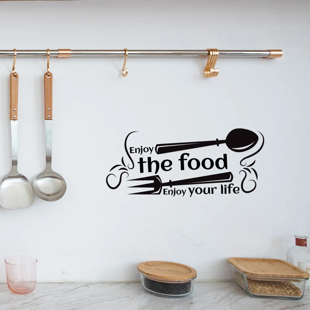 Knife Fork Pattern Wall Sticker For Kitchen Stove Restaurant Background Decor Waterproof Self-adhesive Stickers Home Decoration
