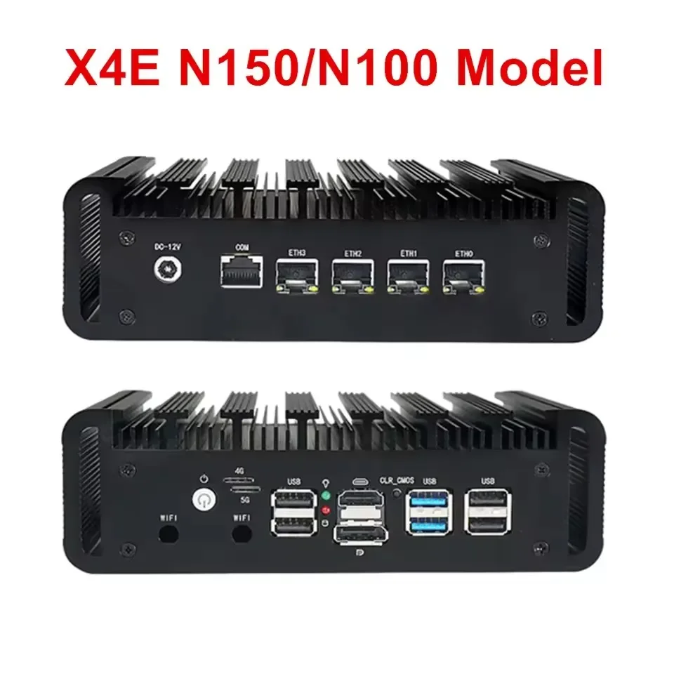 4x2.5G Fanless Mini PC Intel N150 N100 N4000 Top Version i226-V Firewall Router PC Proxmox VPN Server pfSense OPNsense