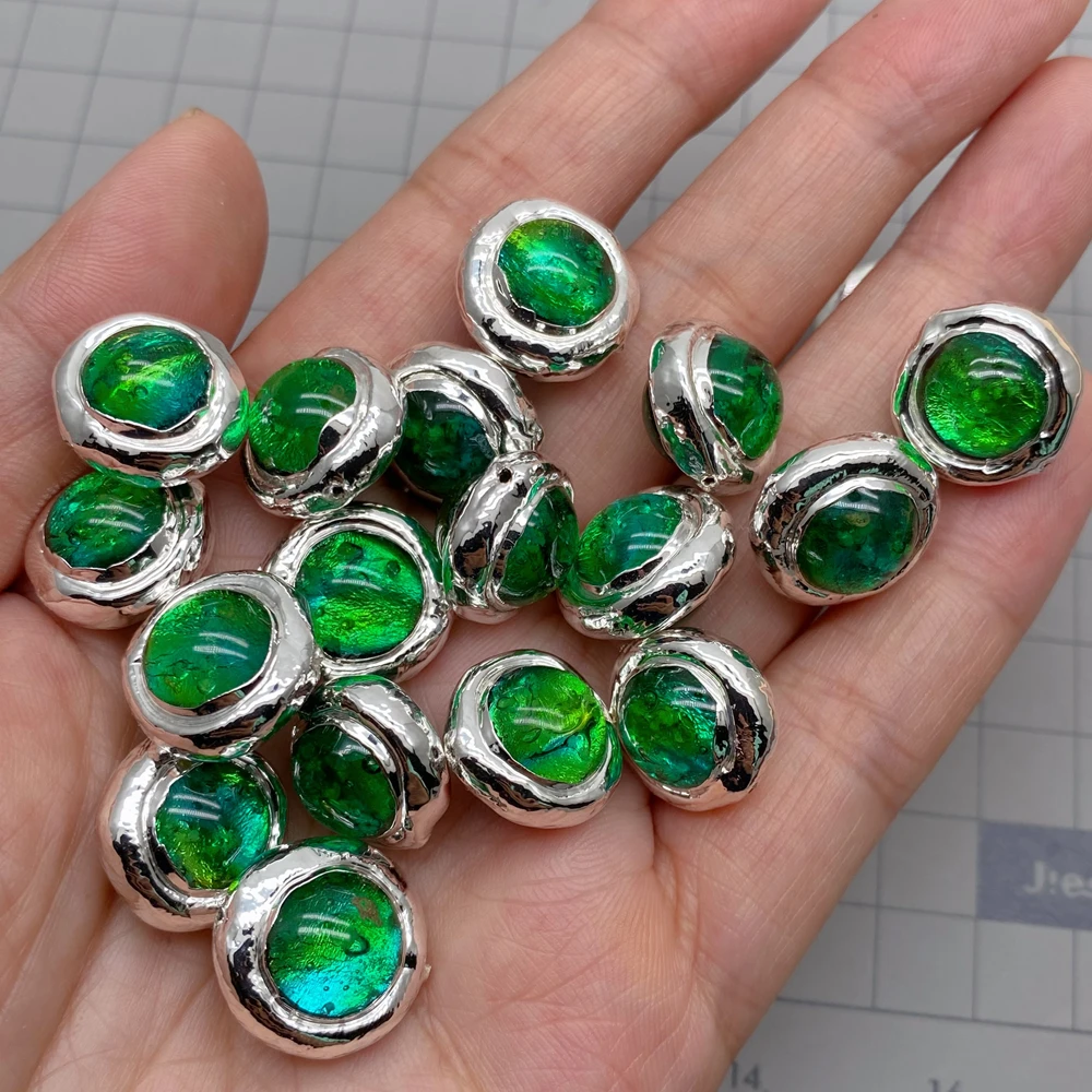 10 PCS Green Murano Glass Connector Spacer Beads for Making Jewelry DIY