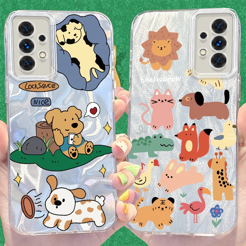 Cartoon Animals Case for Samsung Galaxy S24 S23 Ultra Plus S21 FE A73 A72 A71 A54 A53 A52 A51 A50 A34 A33 A32 4G 5G Hard Cover