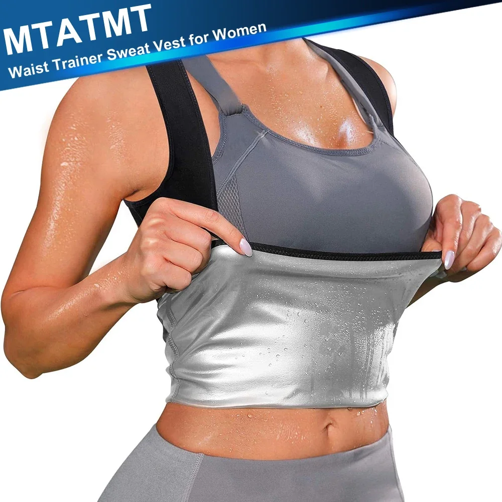 MTATMT 1Pcs Sauna Vest Sweat Suit Shapewear Tank Top Workout Weight Loss Body Sweatsuit Exercise Fitness Gym Women Girls