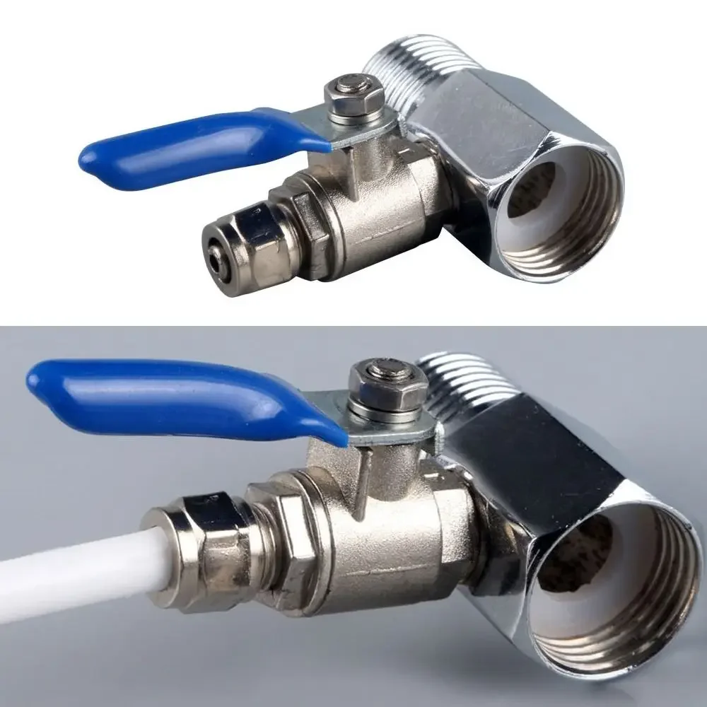 Alloy Water Purifier Ball Valve with Tee Inlet Faucet Control Switch Handle Quick Connector 1/4'' 1/2'' Tap for Home Plumbing