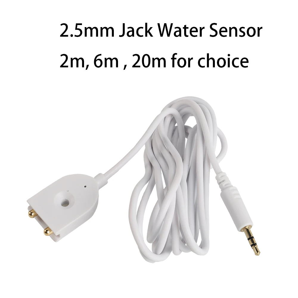 2m/6m/20m Water Sensor 2.5mm Jack with High Sensitive Golden Probe Avoid Rusting for Leak System WZ805, WZ806, WZ807 WZ808 WZ800