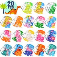 10/20pcs Mini Dinosaur Pop Keychain Sensory Fidget Toys Kids Dinosaur Party Favors Birthday Gift Goodie Bag Pinata Fillers Prize