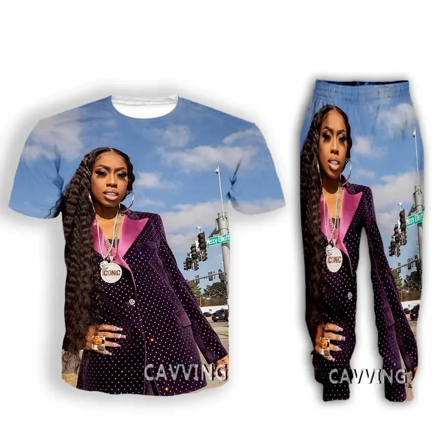 Missy Elliott 3D Print Casual T-shirt + Pants Jogging Pants Trousers Suit Clothes Women/ Men's  Sets Suit  Clothes