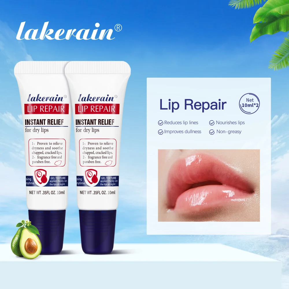 2-Pack Moisturizing Lip Repair Gel Instant Relief for Dry Lips Liquid Lip Balm Paraben-Free Lip Care Product Reduces Lip Lines