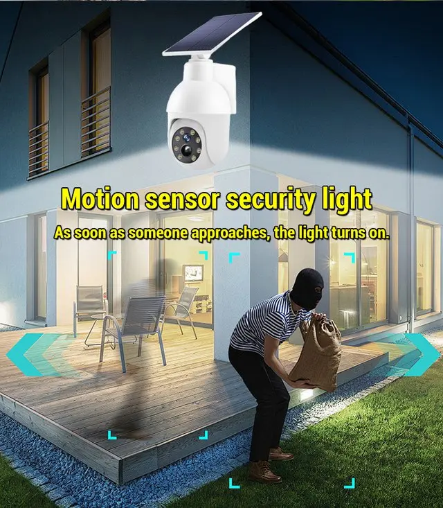 Solar powered outdoor courtyard lights, intelligent human body sensing lighting, simulation monitoring cameras, street lights