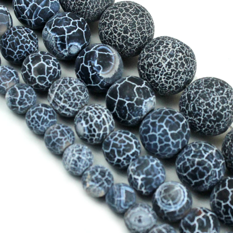 Perles de pierre naturelle en agate noire, boules rondes en vrac de 4/6/8/10/12MM pour la fabrication de bracelets et de colliers