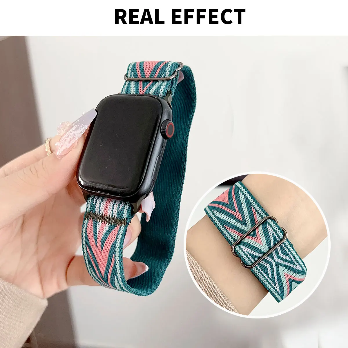 Leopard elastic Nylon braid strap for Iwatch Model Ultra 9 8 7 5 3 2 4 6 SE All-Fit Sport strap for Apple Watch Model 49/-38mm