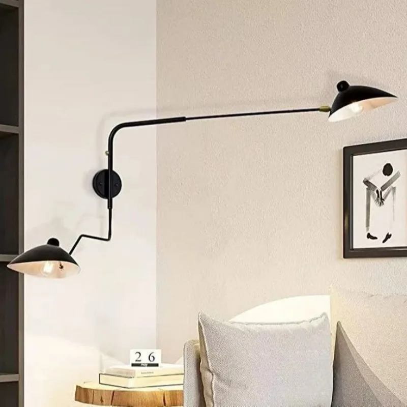 Industrial Long Pole Wall Lamp Retro Spider Serge Mouille Lamp Aluminium Rotating Arm LED Light Study Room Beside Reading Lamp