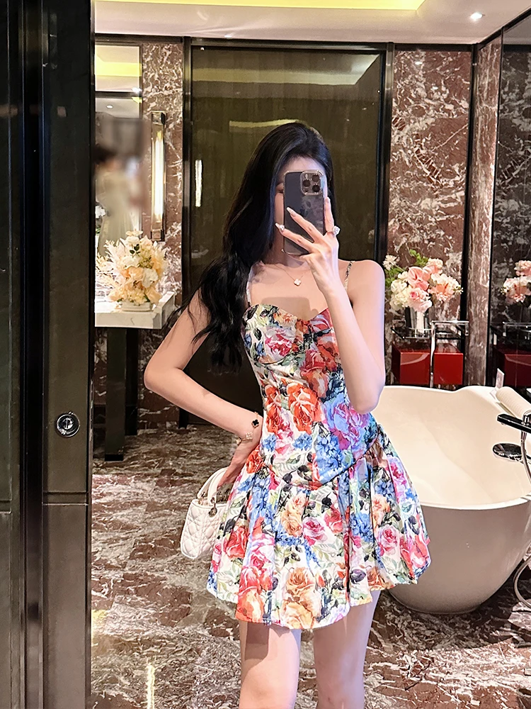 

Pure Desire Floral Print ter Dr Women's Summer Sexy Skirt High Waist Zipper Closure A-Line Silhouette Svel