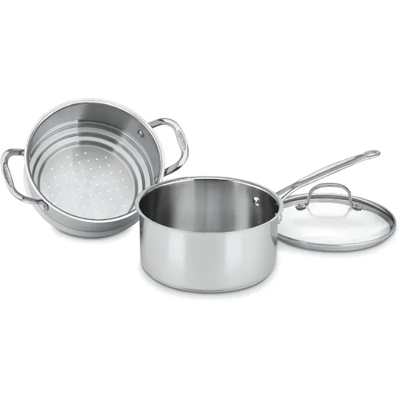 77-35CG Chef's Classic Brushed Stainless 3-Piece 3-Quart Steamer Set with Pan