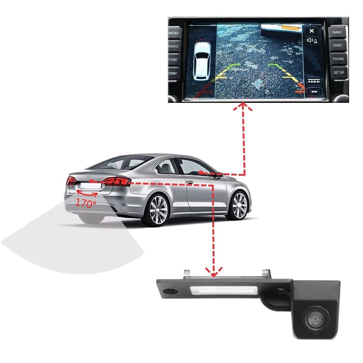 Cámara de visión trasera para estacionamiento de marcha atrás de coche, Transporter T5 T30 B5