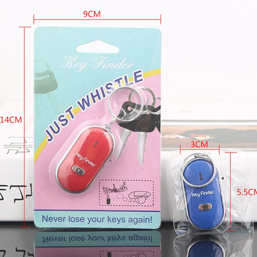 LED Beeping Flashing Light Key Finder Find Lost keychain Whistle Sound Control Keyring Gift