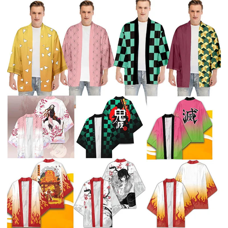 

Japanese Demon Slayers Cardigan Anime Men's Clothes Kimono Cosplay Yudou Demon Slayer Same Cloak National Costume Shawl Uniform