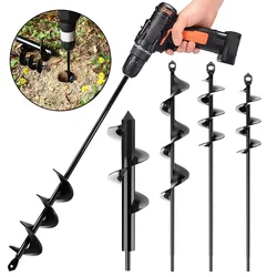 9 Sizes Garden Auger Drill Bit Tool Spiral Hole Digger Ground Drill Earth Drill for Seed Planting Gardening Fence Flower Planter