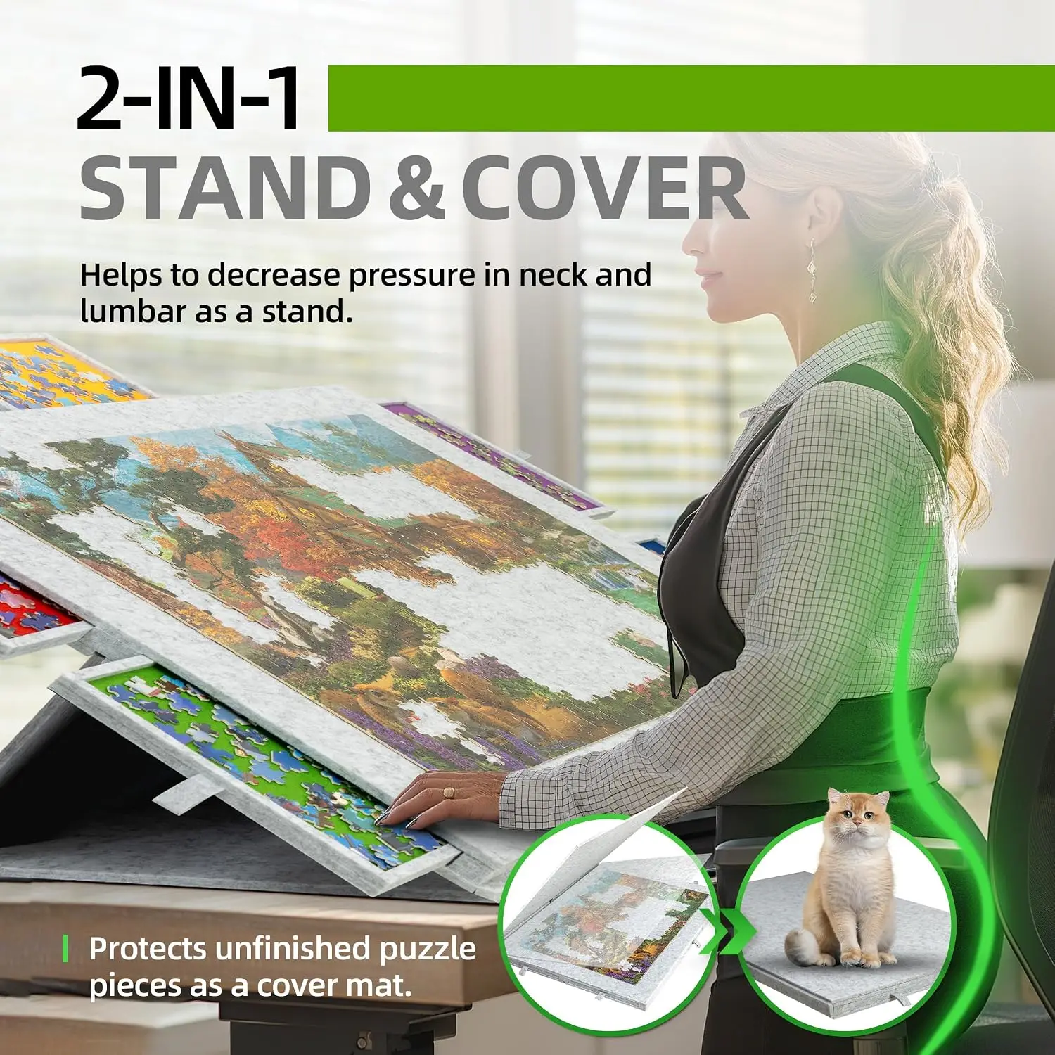 1500 Piece Tilting Jigsaw Puzzle Board with 2-in-1 Stand & Cover, 6 Drawers