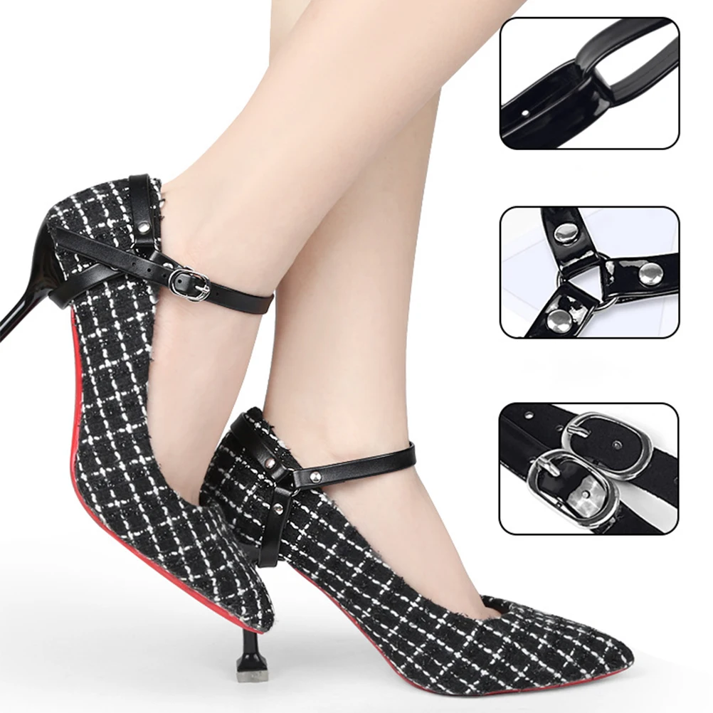 

6 шт. шнурки с защитой от падения для высоких каблуков, регулируемые ремни на щиколотке, металлическая пряжка, повседневное использование, женские ленты на каблуке, аксессуары для обуви, фиксация