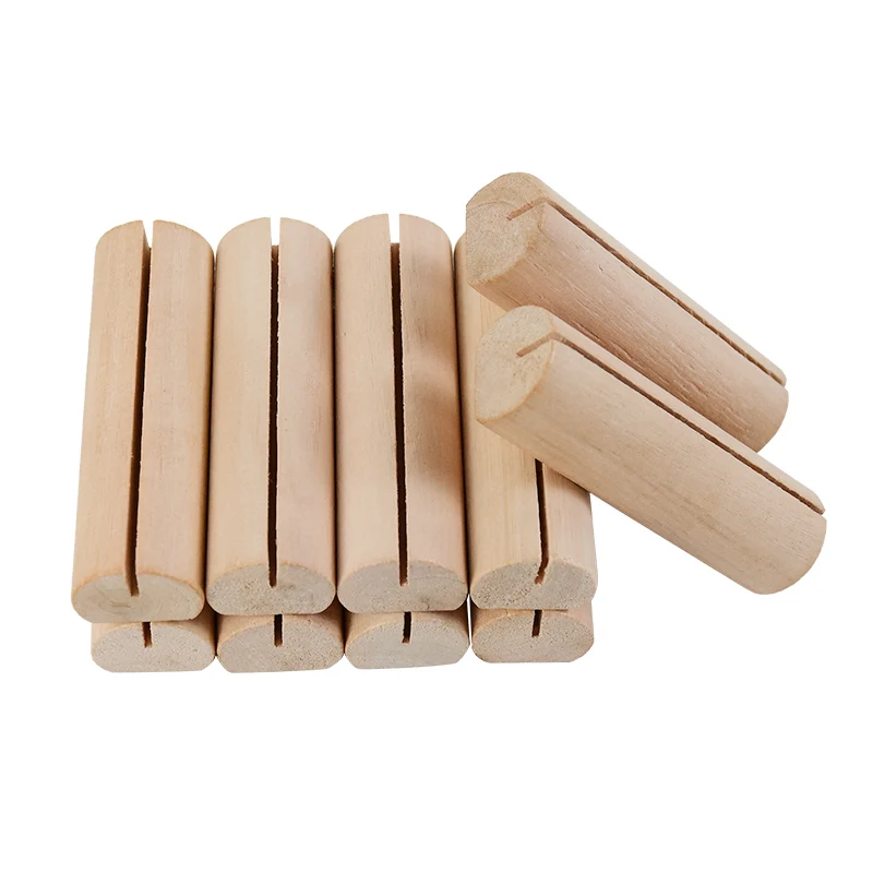 

10PCS Natural Wooden Place Card Clip Photo Display Stand Business Card Picture Holder for Home Office Wedding Table Decoration