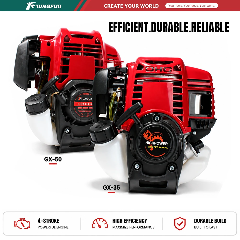TUNGFULL Small Portable GX35 GX50 4 Stroke Engine Air Cooled Single Cylinder Power Head For Weeder Lawn Garden Power Tools