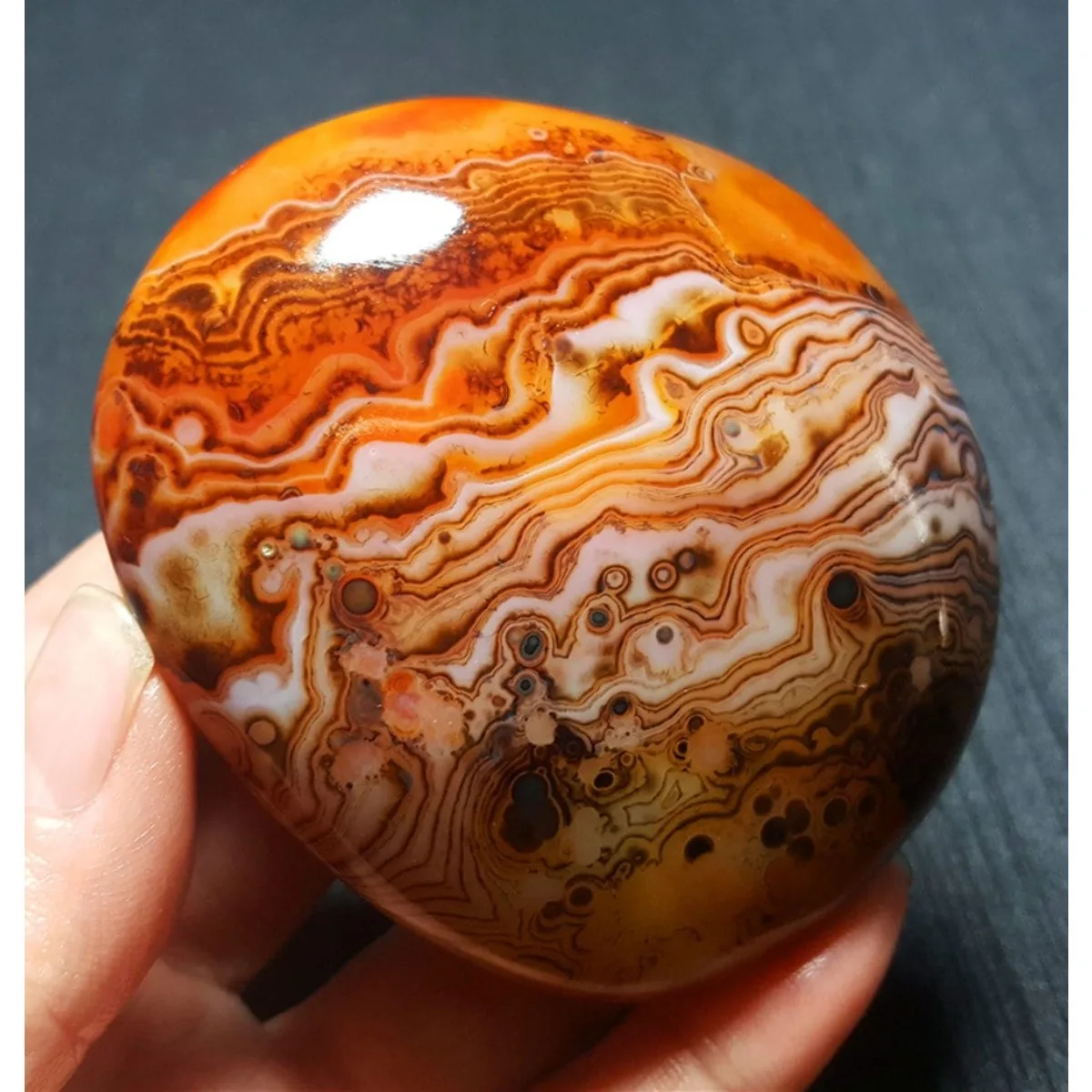 Rainbow Color Banded Agate Palm Stone, Polished Tumbled, Natural Beauty, Vase Filler, Crystal Collection, Table Display
