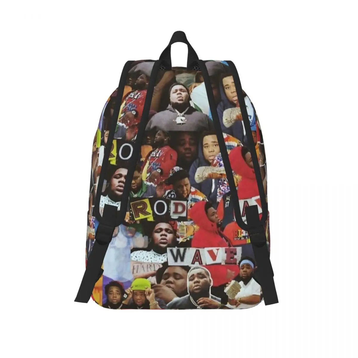 Mochila Rod Wave Collage para Homens e Mulheres, Mochila Casual Estudante de Negócios, Sacos de Lona Universitária, Presente