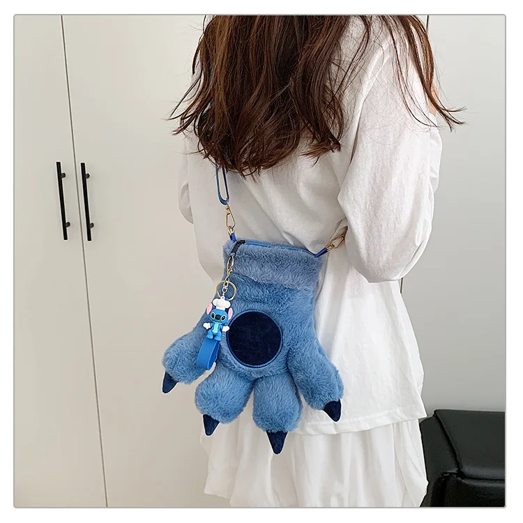 

Stitch Plush Backpack Cute Shoulder Crossbody Bag Storage Bags Kawaii Keychain Decoration Cartoon Pendant Anime Accessories Gift