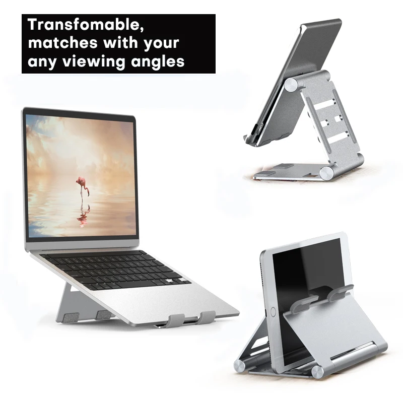 Aluminum alloy tablet computer mobile phone desktop bracket live foldable 360-degree rotating cooling notebook bracket