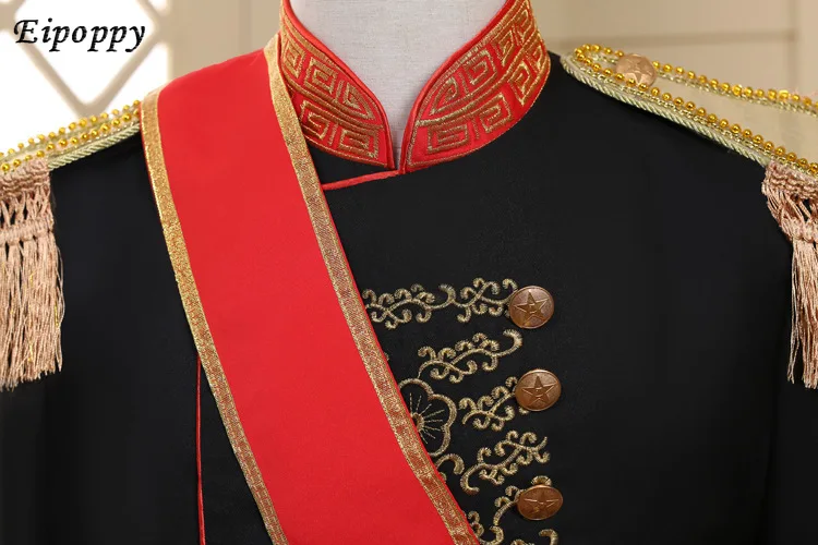 Dress Costume Performance Black and White Men's European Stage Drum Guard of Honor Costume Studio